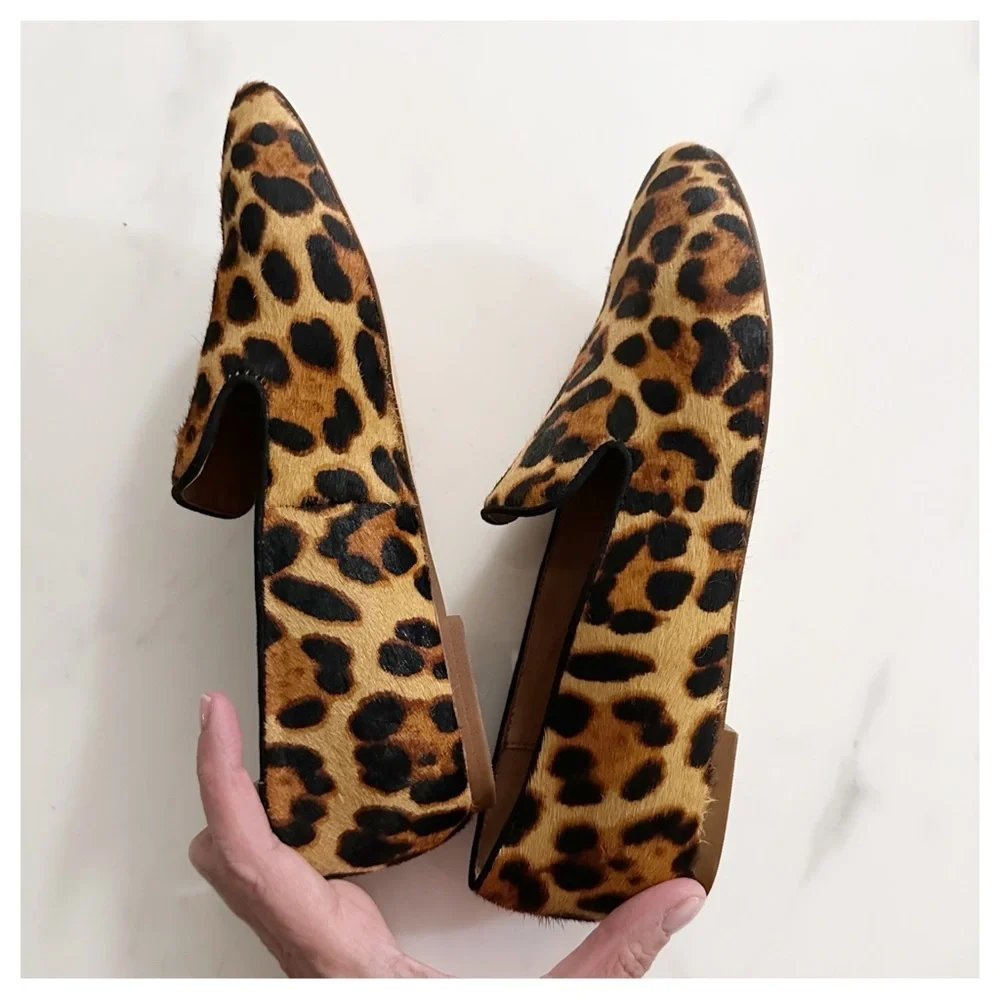 NEW J. Crew Smoking Slipper In Haircalf Flats Rich Mahogany‎ Size 7